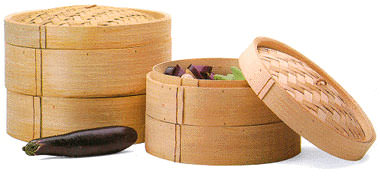 Bamboo steamer set, 3 piece, 12