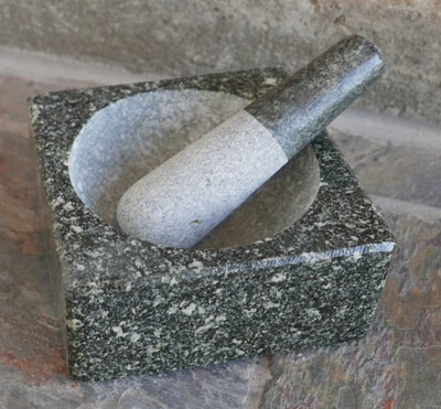 固体花岗岩，设计师编辑平方砂浆和杵
